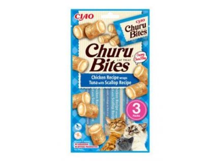 Churu Cat Bites Chicken wraps&Tuna Scallop Purée 3x10g