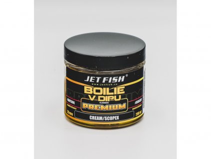 Jet Fish Premium clasicc boilie v dipu 200ml - 20 mm : CREAM / SCOPEX