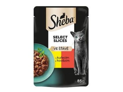 Sheba kapsa s kuřecím a hovězím ve šťávě 85g