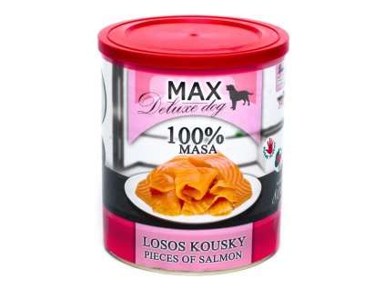MAX Deluxe Dog losos kousky, konzerva 800 g