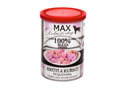 MAX Deluxe Dog krůtí a kuřecí svalovina, konzerva 400 g