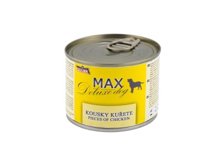 MAX Deluxe Dog kousky kuřete, konzerva 200 g