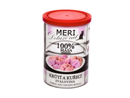 MERI Deluxe Cat krůtí a kuřecí svalovina, konzerva 400 g