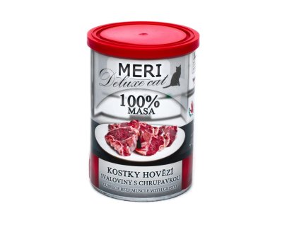 MERI Deluxe Cat kostky hovězí svaloviny s chrupavkou, konzerva 400 g