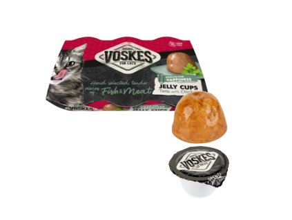 Voskes Cat jelly cups želatinové košíčky s tuňákem a kuřetem 6 x 25 g