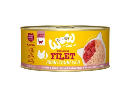 WOW Cat konzerva Adult Filet kuřecí s tuňákem 70g