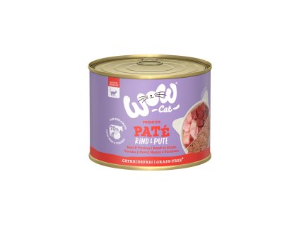 WOW Cat konzerva Adult Paté hovězí s krocanem 200g