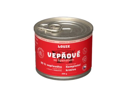 Louie Dog konz. Vepřové se špenátem a prebiotiky 200g