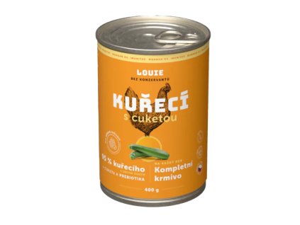 Louie Dog konz Kuřecí s cuketou a prebiotiky 400g