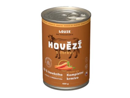 Louie Dog konz. Hovězí s mrkví a prebiotiky 400g