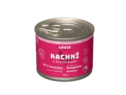 Louie Dog konzerva Kachní s brusinkami a prebiotiky 200g