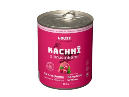 Louie Dog konzerva Kachní s brusinkami a prebiotiky 800g