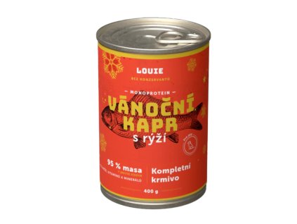 Louie Dog konz. Vánoční kapr s rýží 400g