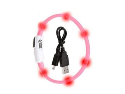 Karlie LED obojek dobíjecí růžová 35 cm