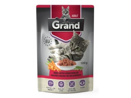 Grand deluxe Cat hovězí se zeleninou, kapsička 100 g