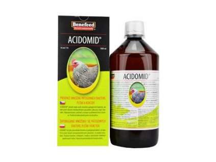 Acidomid D drůbež 1l preventivními účinky proti množení bakteríí, plísní a kokcidií udržení kvality napájecí vody