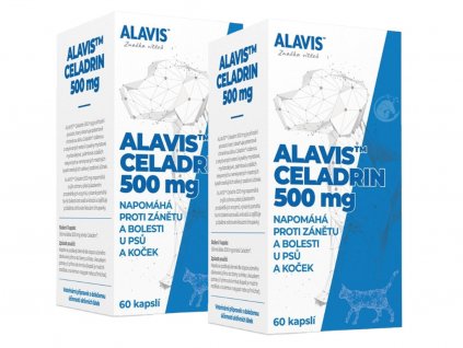 Alavis Celadrin pro psy a kočky 60cps 500mg - výhodné balení - Alavis Celadrin pro psy a kočky 60cps 500mg na podporu normálních funkcí pohybového aparátu u psů a koček