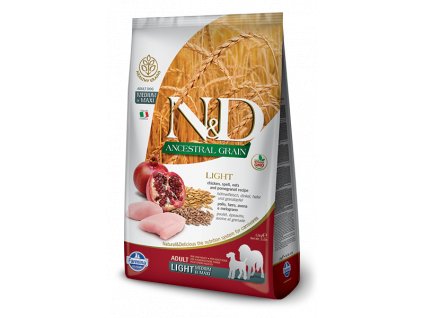 N&D LG DOG Light M/L Chicken&Pomegranate 12kg