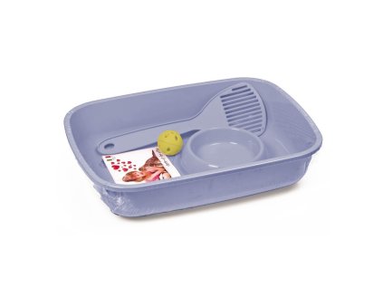 Sada WC s doplňky, šedomodrá  WC kočka Welcome kitten set šedomodrý