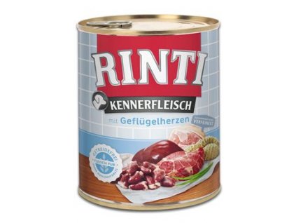 Rinti Dog Kennerfleisch konzerva drůbeží srdíčka 800g