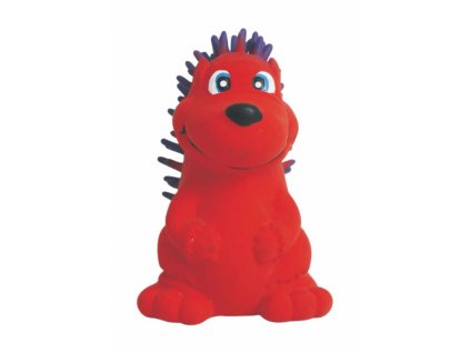 Latexová hračka s pískadlem - červený ježek 7,5 cm
