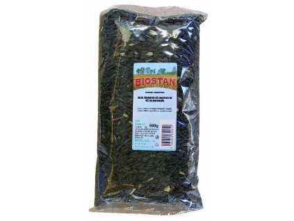 Slunečnice černá Biostan 500 g krmivo zob pro papoušky exoty zimní směs do krmítek