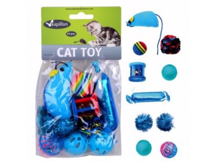 Hračka kočka - modrý mix (10 ks)
