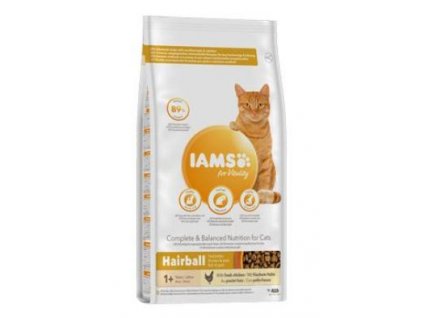 Iams Cat Adult Hairball Chicken 10kg granule krmivo pro kočky