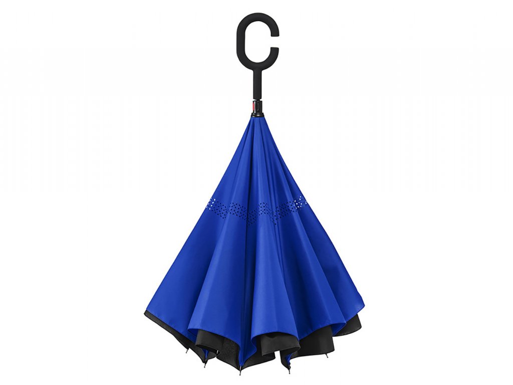 Obrácený holový deštník s dvojitým potahem v modré a černé barvě + nad 1  500 Kč doprava zdarma + deštník zdarma nad 2 000 Kč - Značkové deštníky
