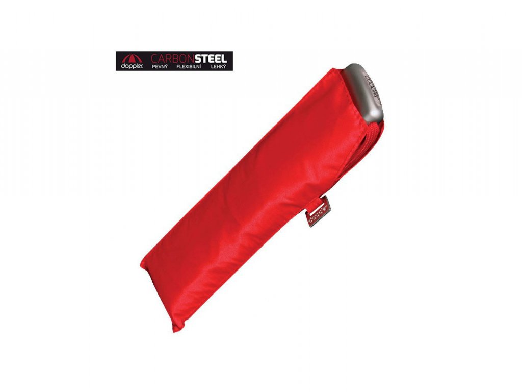Doppler Carbonsteel SLIM UNI červený odlehčený skládací plochý deštník + 5%  sleva při registraci + pláštěnka zdarma nad 1 000 Kč - Značkové deštníky