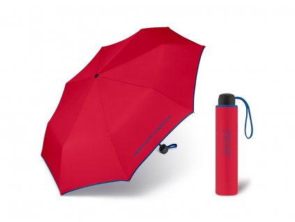 United Colors of Benetton Super Mini Red - červený deštník s modrým lemem