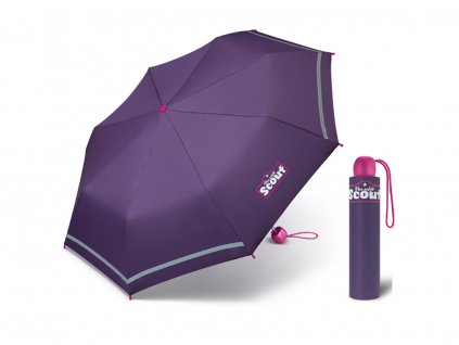 Scout DARK LILAC dívčí skládací deštník s reflexním proužkem  + zdarma pláštěnka při nákupu nad 1 000 Kč