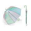 Průhledný dámský deštník duha zelená rukojeť
