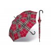 Happy Rain Long Checks Red holový károvaný deštník v červené barvě