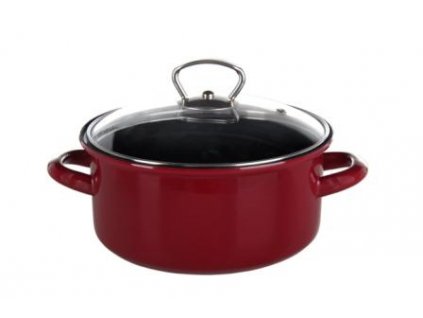 Belis/Sfinx Smaltovaný rendlík Standard - Bordo s poklicí, průměr 28 cm, objem 8 litrů, síla plechu 1,2 mm