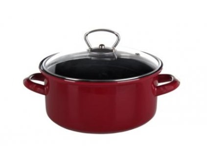 Smaltovaný rendlík s poklicí Belis/Sfinx Standard Bordo, 18 cm, 2,1 l