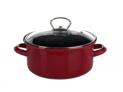 Belis/Sfinx Smaltovaný rendlík Standard s poklicí - Bordo, průměr 24 cm, objem 4,5 litrů, síla plechu 1,2 mm