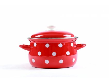 Smaltovaný hrnec Belis/Sfinx Bílý puntík, 16 cm, 2,1 l