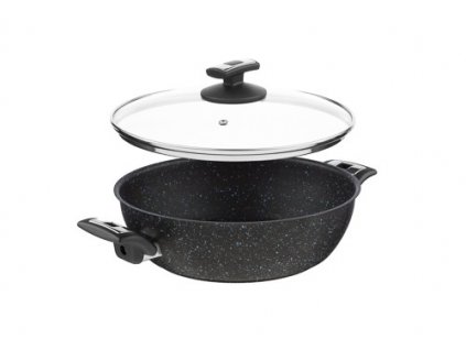 KOLIMAX BLACK GRANITEC pánev 26 cm s úchyty, se skleněnou poklicí, černý granitec