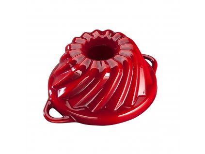 Litinová smaltovaná pečicí forma Malá bábovka Český smalt GOURMETINA - Stínově červená 20,3 x 9,5 cm