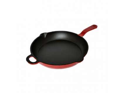 Litinová smaltovaná pánev Český smalt GOURMETINA MAGDALENA - Stínově červená/black edition 28 cm