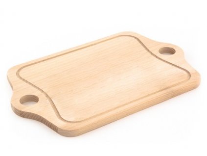 Dřevěné kuchyňské prkénko KOLIMAX - hranaté s otvory na uchopení, 38,5 x 18 x 1,6 cm