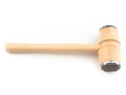 Dřevěná palička na maso KOLIMAX - kulatá s kovem, 26 cm