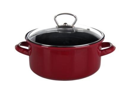 Smaltovaný rendlík s poklicí Belis/Sfinx Standard Bordo, 28 cm, 8,0 l