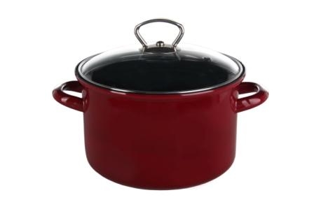 Smaltovaný hrnec s poklicí Belis/Sfinx Standard Bordo, 14 cm, 1,2 l