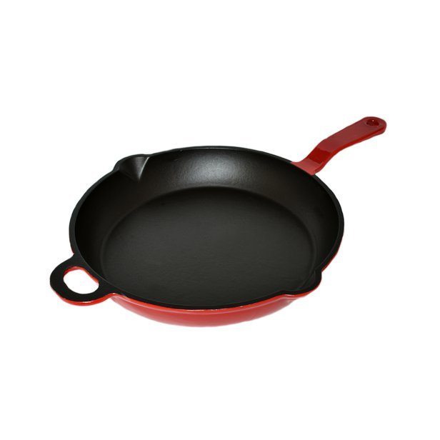 Litinová smaltovaná pánev Český smalt GOURMETINA MAGDALENA - Stínově červená/black edition 28 cm