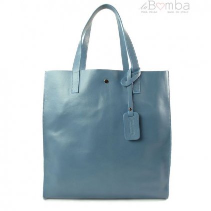 duzy pojemny worek shopper bag na ramie vera pelle blekit ciemny gl46b2