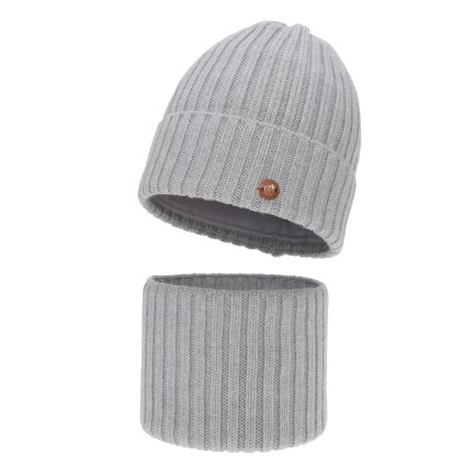 pol pl Czapka i komin dla dziewczynki zimowy komplet szary 100 welniany merino podszyty bawelna Vanira 15225 4
