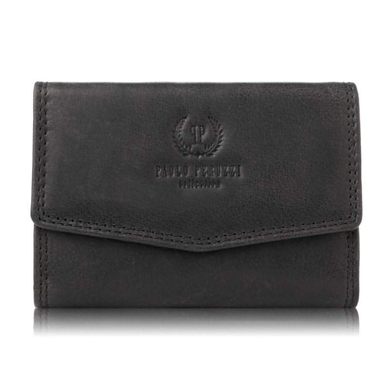Kožená peněženka - pouzdro na karty Paolo Peruzzi SI-06 Barva: černá