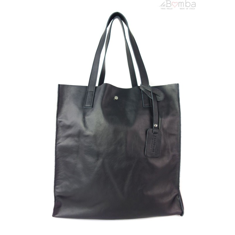 Kožená Shopper kabelka Vera Pelle GL46 Barva: černá